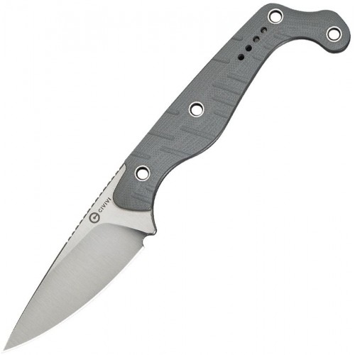 CIVIVI SOKN Fixed Blade Knife - 2.82" Nitro-V Stonewashed DP Blade Grey G10 Handle Kydex Sheath