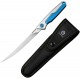 CIVIVI Shawka Folding Fillet Knife - 5.81" 14C28N Satin Trailing Point Blade Blue And Silver Aluminum Handle