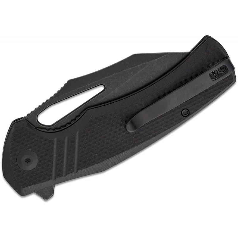 CIVIVI Knives BullTusk Liner Lock Knife - 3.48" 14C28N Black Stonewashed CP Blade Coarse Black G10 Handle