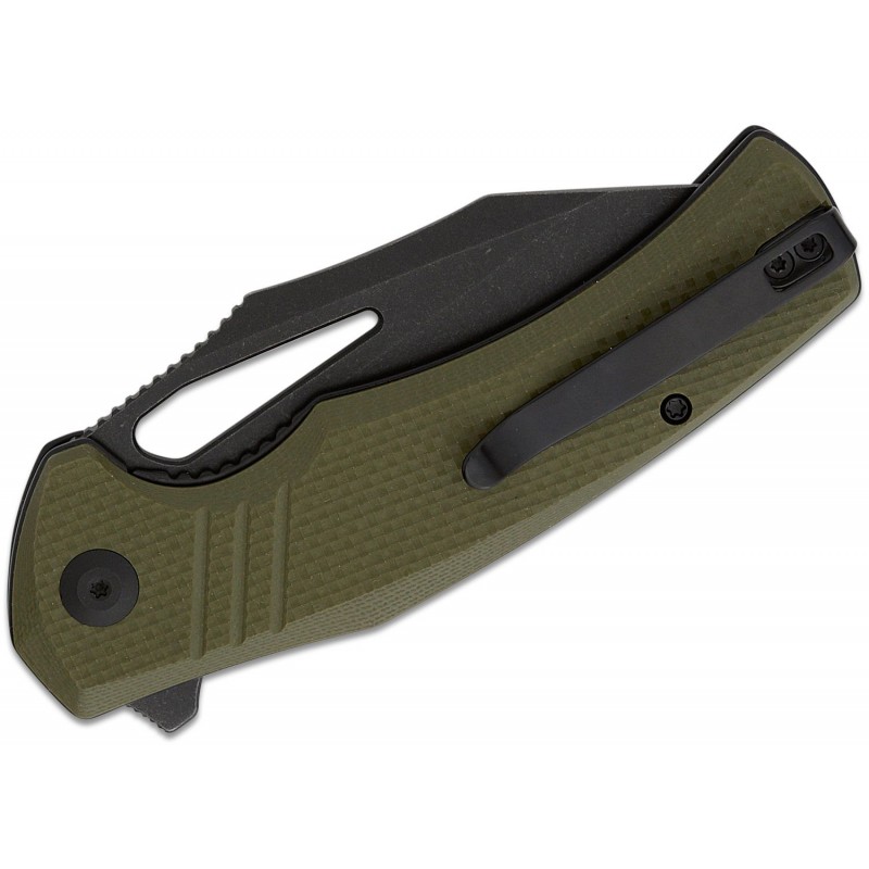 CIVIVI Knives BullTusk Liner Lock Knife - 3.48" 14C28N Black Stonewashed CP Blade Coarse OD Green G10 Handle