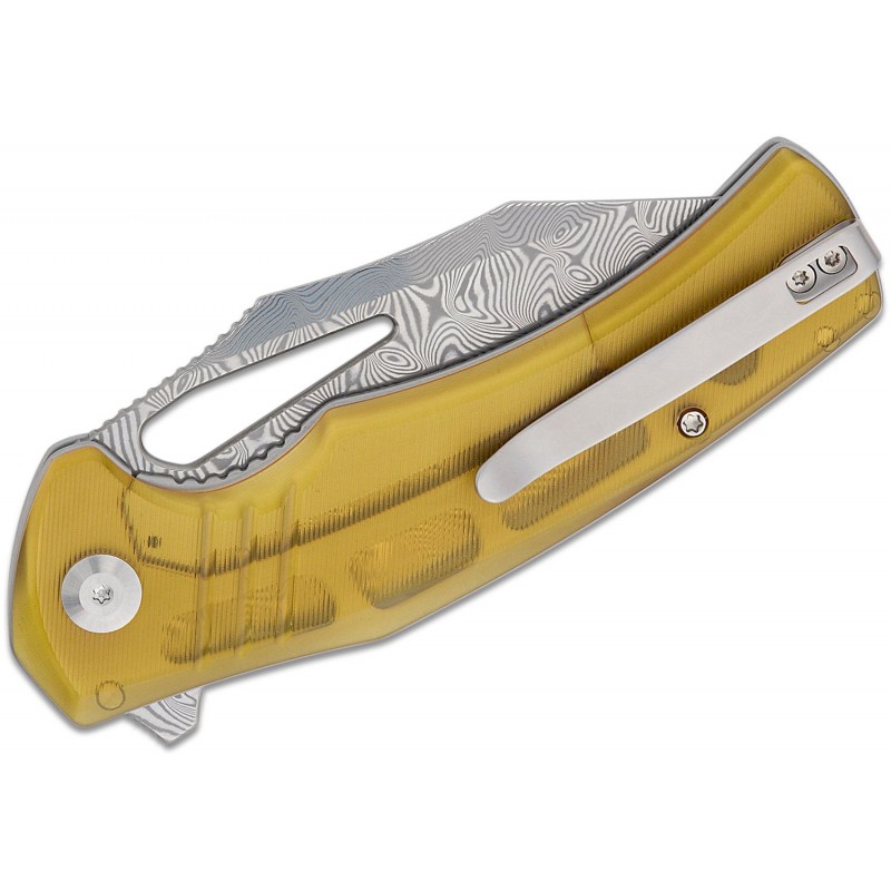 CIVIVI Knives BullTusk Liner Lock Knife - 3.48" Damascus CP Blade Polished Ultem Handle