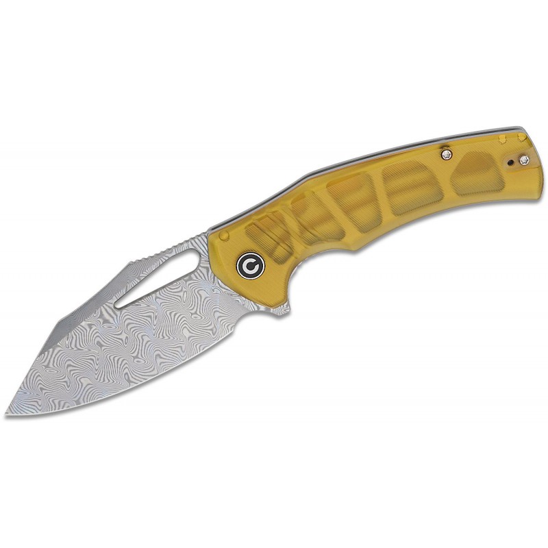 CIVIVI Knives BullTusk Liner Lock Knife - 3.48" Damascus CP Blade Polished Ultem Handle