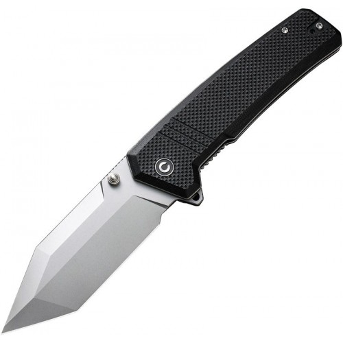 CIVIVI Bhaltair Folding Knife - 3.98" 14C28N Tanto Blade Textured Black G10 Handle