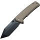 CIVIVI Bhaltair Folding Knife - 3.98" 14C28N Black Tanto Blade Textured Tan G10 Handle