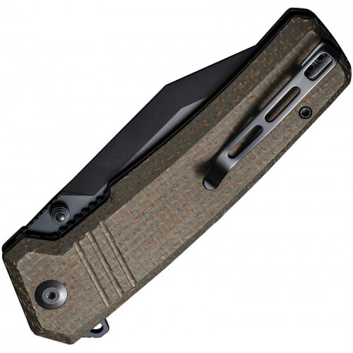 CIVIVI Bhaltair Folding Knife - 3.98" 14C28N Black Tanto Blade Green Burlap Micarta Handle