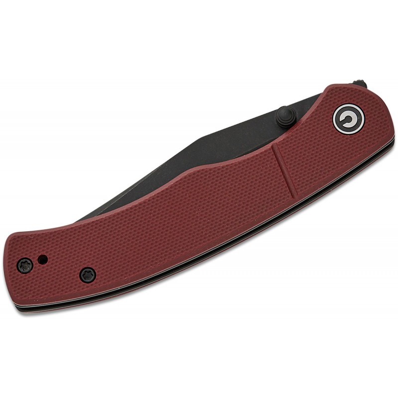CIVIVI Knives Clingman Pocket Knife - 2.99" Nitro-V Black Stonewashed CP Blade Burgundy G10 Handle