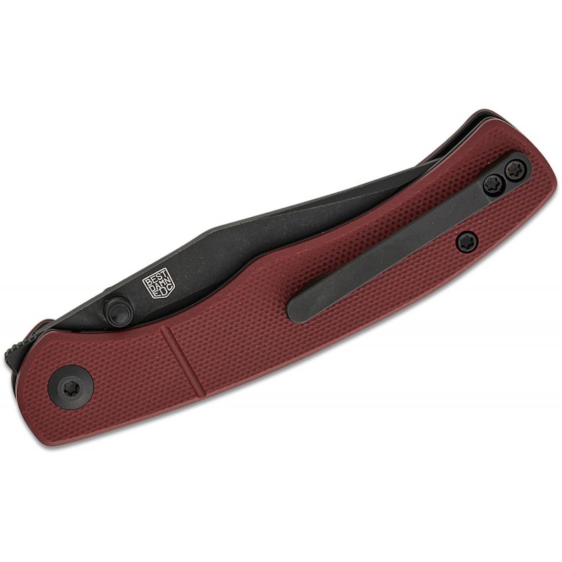 CIVIVI Knives Clingman Pocket Knife - 2.99" Nitro-V Black Stonewashed CP Blade Burgundy G10 Handle