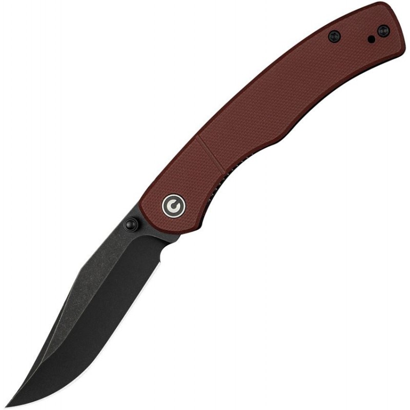 CIVIVI Knives Clingman Pocket Knife - 2.99" Nitro-V Black Stonewashed CP Blade Burgundy G10 Handle