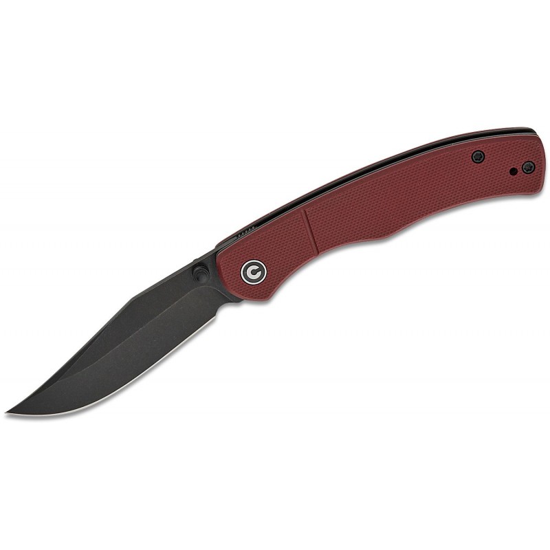CIVIVI Knives Clingman Pocket Knife - 2.99" Nitro-V Black Stonewashed CP Blade Burgundy G10 Handle