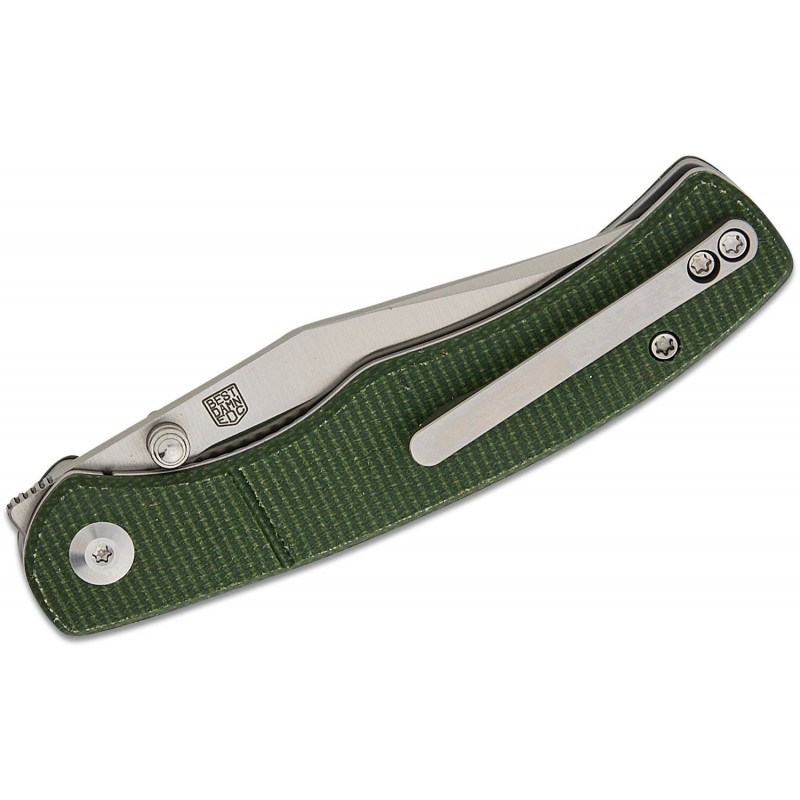 CIVIVI Knives Clingman Pocket Knife - 2.99" Nitro-V Satin CP Blade Green Canvas Micarta Handle