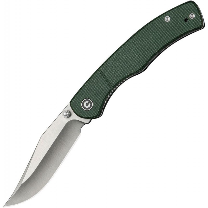 CIVIVI Knives Clingman Pocket Knife - 2.99" Nitro-V Satin CP Blade Green Canvas Micarta Handle