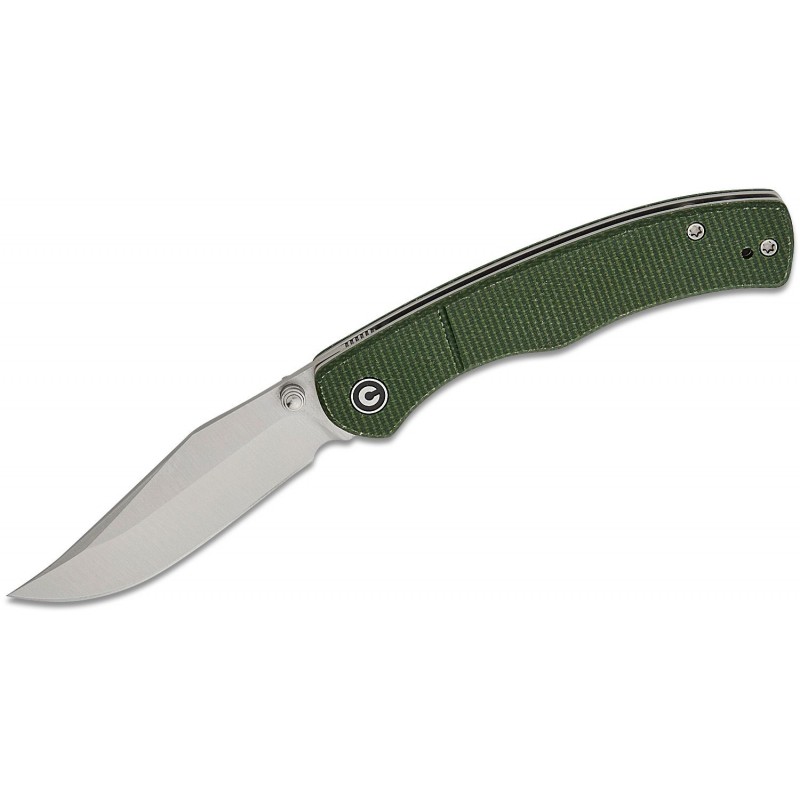 CIVIVI Knives Clingman Pocket Knife - 2.99" Nitro-V Satin CP Blade Green Canvas Micarta Handle