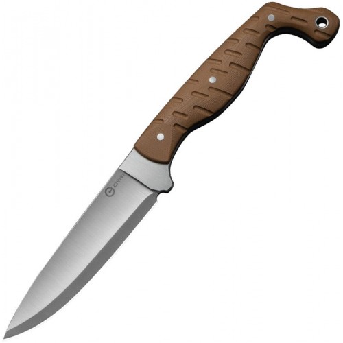 CIVIVI MDRN Hunter Fixed Blade Knife - 4.12" Nitro-V DP Blade Brown G10 Handle Kydex Sheath
