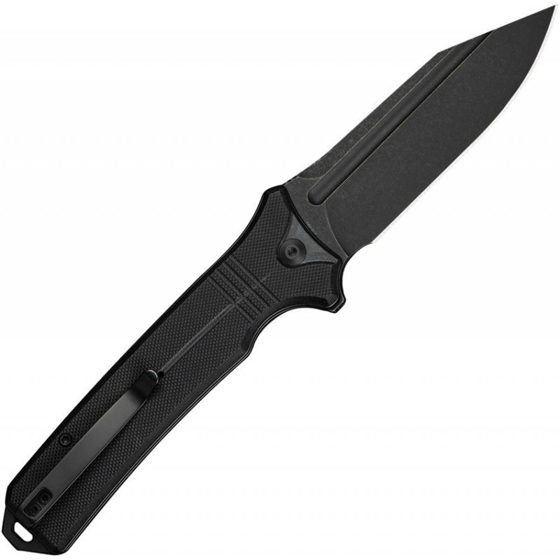 CIVIVI Neurohaptic Folding Knife - 3.74" Nitro-V Black Blade Milled Black G10 Handle