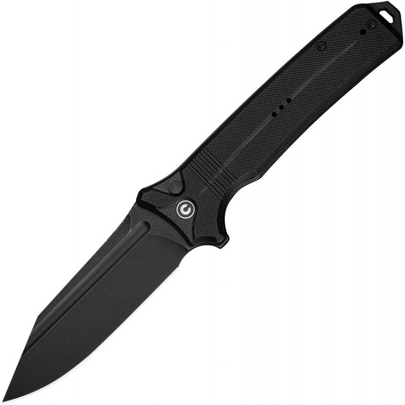CIVIVI Neurohaptic Folding Knife - 3.74" Nitro-V Black Blade Milled Black G10 Handle