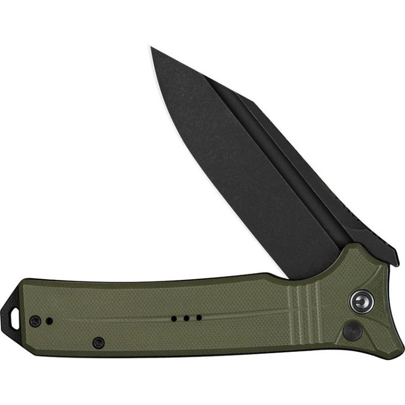 CIVIVI Neurohaptic Folding Knife - 3.74" Nitro-V Black Blade Black OD Green G10 Handle