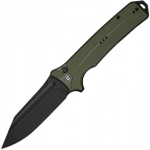 CIVIVI Neurohaptic Folding Knife - 3.74" Nitro-V Black Blade Black OD Green G10 Handle