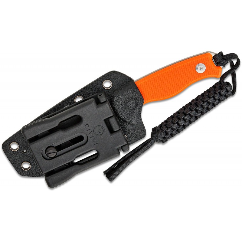 CIVIVI Knives Timberbark Fixed Blade Knife - 3.2" 14C28N Satin DP Blade Orange G10 Handle Kydex Sheath