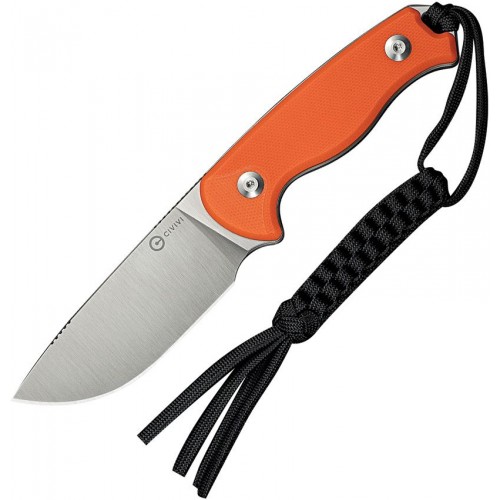 CIVIVI Knives Timberbark Fixed Blade Knife - 3.2" 14C28N Satin DP Blade Orange G10 Handle Kydex Sheath