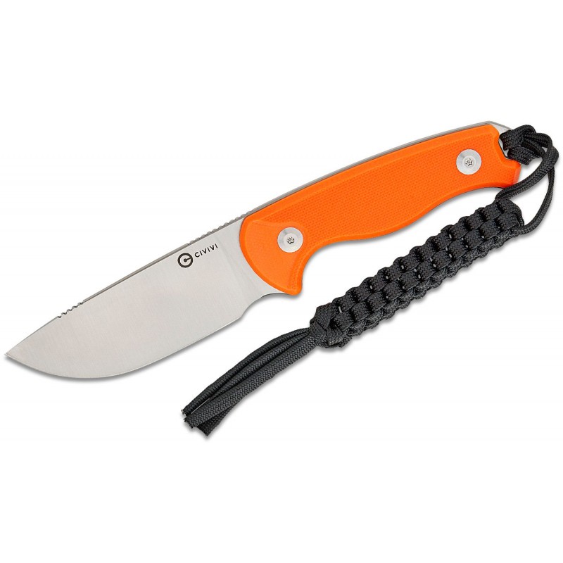 CIVIVI Knives Timberbark Fixed Blade Knife - 3.2" 14C28N Satin DP Blade Orange G10 Handle Kydex Sheath