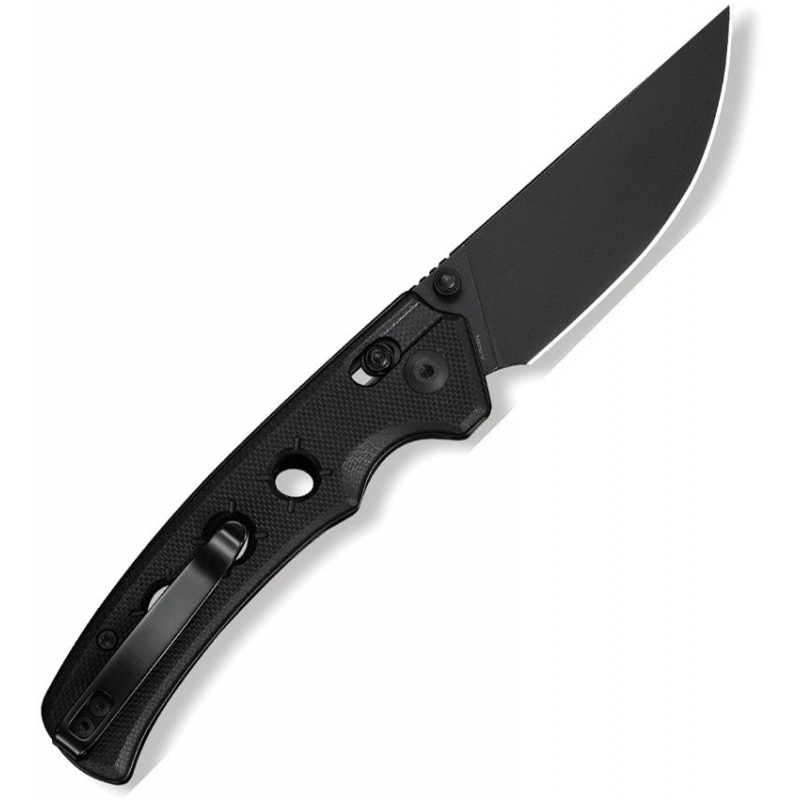 CIVIVI Noctis Folding Knife - 2.98" Nitro-V Black Stonewash Drop Point Blade Black G10 Handle