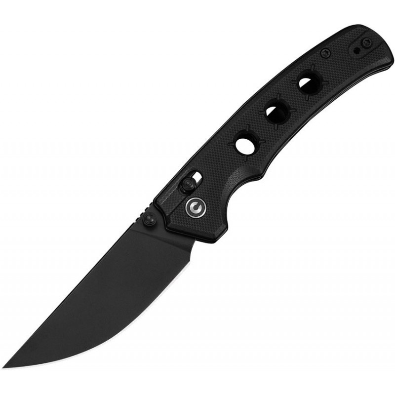 CIVIVI Noctis Folding Knife - 2.98" Nitro-V Black Stonewash Drop Point Blade Black G10 Handle