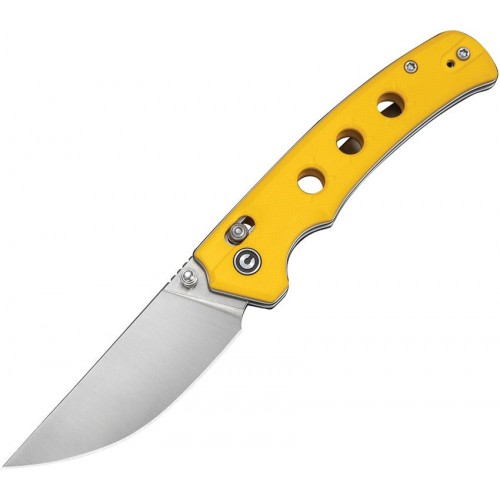 CIVIVI Noctis Folding Knife - 2.98" Nitro-V Satin Drop Point Blade Yellow G10 Handle