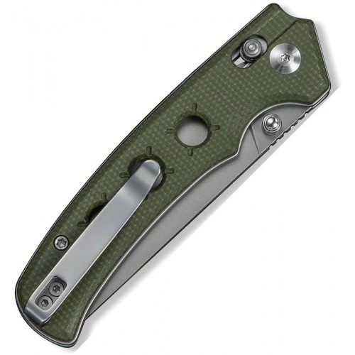 CIVIVI Noctis Folding Knife - 2.98" Nitro-V Stonewash Drop Point Blade Green Micarta Handle