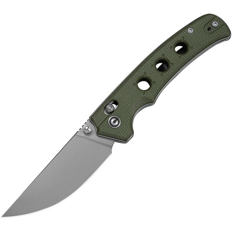 CIVIVI Noctis Folding Knife - 2.98" Nitro-V Stonewash Drop Point Blade Green Micarta Handle