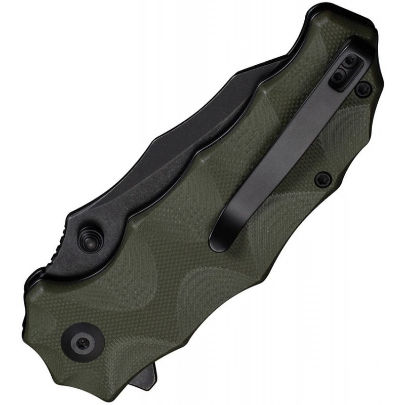 CIVIVI Natterjack Folding Knife - 3.19" 14C28N Black Stonewashed CP Blade Milled OD Green G10 Handle