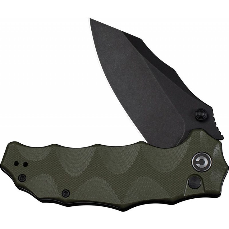 CIVIVI Natterjack Folding Knife - 3.19" 14C28N Black Stonewashed CP Blade Milled OD Green G10 Handle