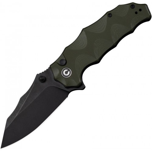 CIVIVI Natterjack Folding Knife - 3.19" 14C28N Black Stonewashed CP Blade Milled OD Green G10 Handle