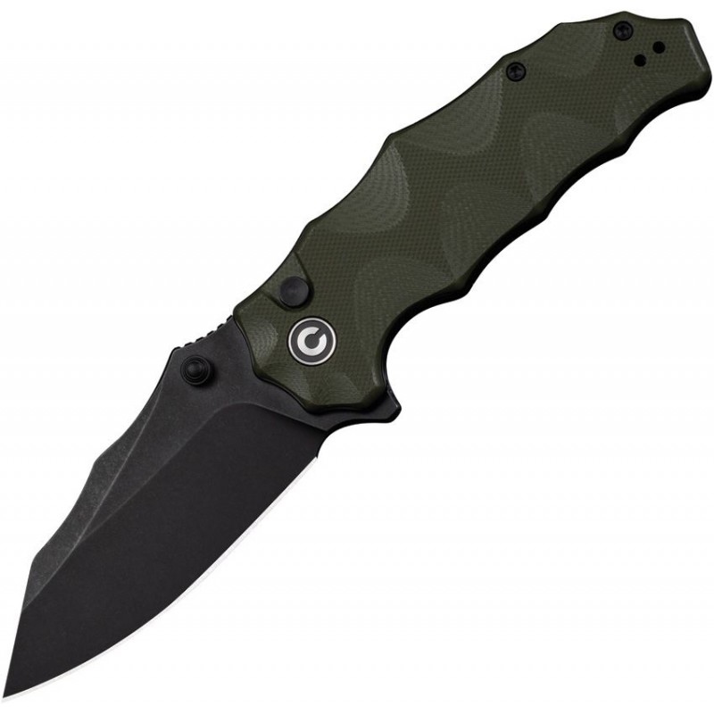 CIVIVI Natterjack Folding Knife - 3.19" 14C28N Black Stonewashed CP Blade Milled OD Green G10 Handle