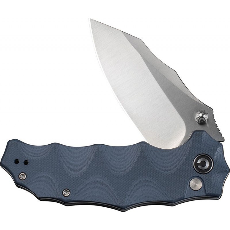CIVIVI Natterjack Folding Knife - 3.19" 14C28N Stainless Steel CP Blade Milled Blue G10 Handle