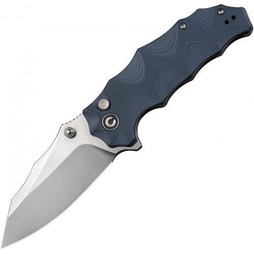 CIVIVI Natterjack Folding Knife - 3.19" 14C28N Stainless Steel CP Blade Milled Blue G10 Handle