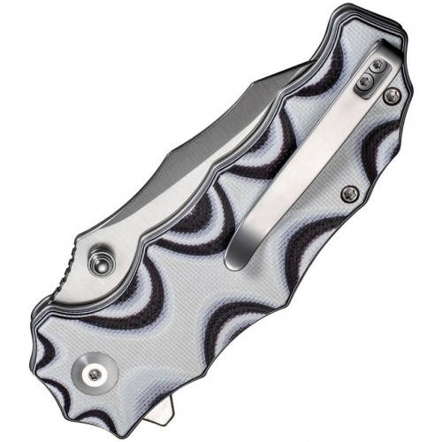 CIVIVI Natterjack Folding Knife - 3.19" 14C28N Stainless Steel CP Blade Milled Black and White G10 Handle