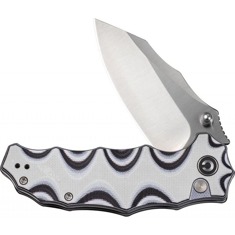 CIVIVI Natterjack Folding Knife - 3.19" 14C28N Stainless Steel CP Blade Milled Black and White G10 Handle