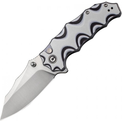 CIVIVI Natterjack Folding Knife - 3.19" 14C28N Stainless Steel CP Blade Milled Black and White G10 Handle