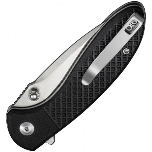 CIVIVI Faeger Button Lock Folding Knife - 2.98" 14C28N Stainless Steel DP Blade Black G10 Handle
