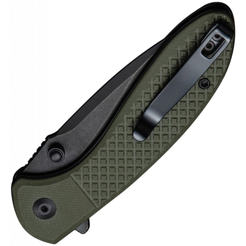 CIVIVI Faeger Button Lock Folding Knife - 2.98" Black 14C28N Stainless Steel DP Blade OD GReen G10 Handle