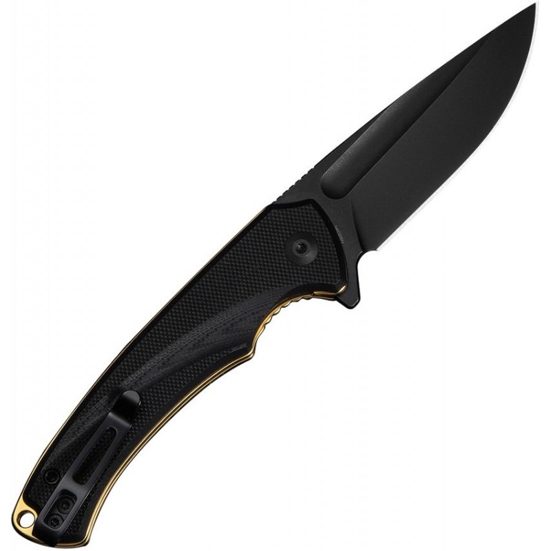 CIVIVI Voidflare Folding Knife - 2.92" 14C28N Black DP Blade Black G10 Handle with Golden Liner