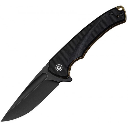 CIVIVI Voidflare Folding Knife - 2.92" 14C28N Black DP Blade Black G10 Handle with Golden Liner