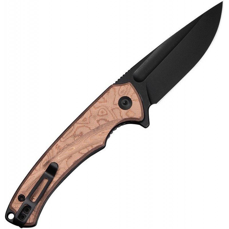 CIVIVI Voidflare Folding Knife - 2.92" 14C28N Black DP Blade Copper Foil G10 Handle with Golden Liner