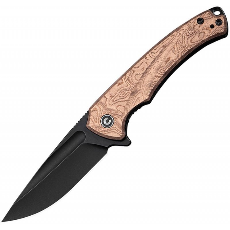CIVIVI Voidflare Folding Knife - 2.92" 14C28N Black DP Blade Copper Foil G10 Handle with Golden Liner