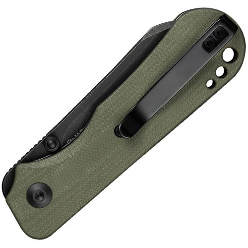 CIVIVI Knives Crabby Folding Knife - 2.7" 14C28N Black Sheepsfoot Blade Contoured OD Green G10 Handle