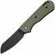 CIVIVI Knives Crabby Folding Knife - 2.7" 14C28N Black Stonewashed Sheepsfoot Blade Contoured OD Green G10 Handle