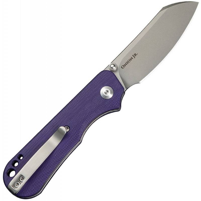 CIVIVI Knives Crabby Folding Knife - 2.7" 14C28N Stonewashed Sheepsfoot Blade Purple G10 Handle