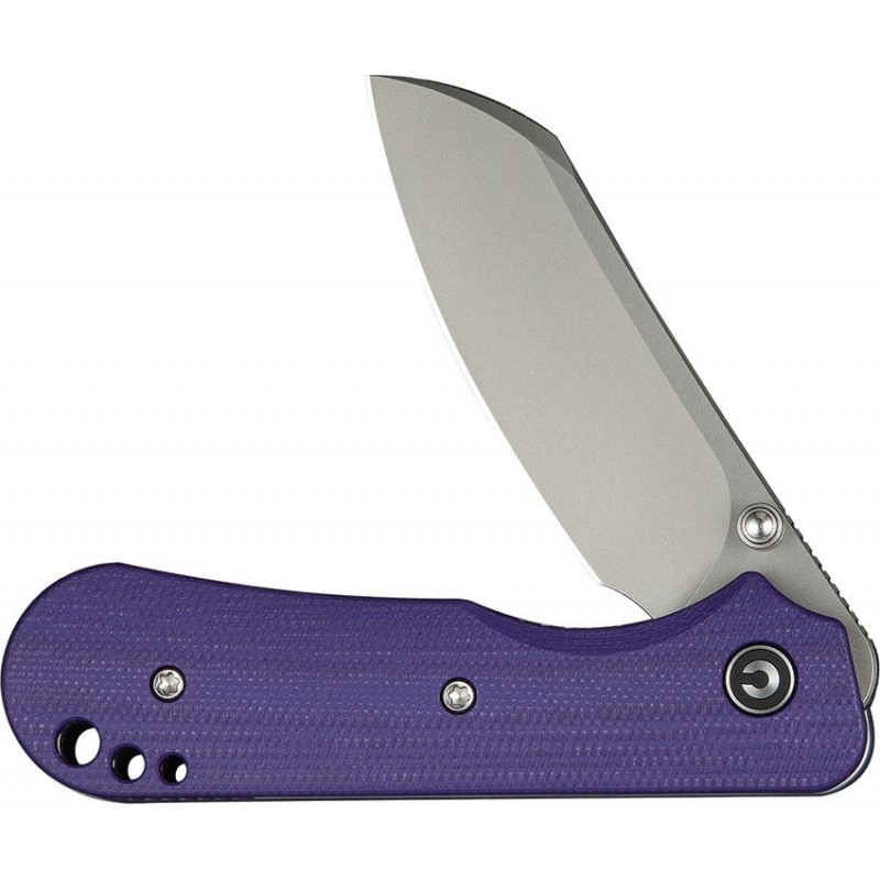 CIVIVI Knives Crabby Folding Knife - 2.7" 14C28N Stonewashed Sheepsfoot Blade Purple G10 Handle