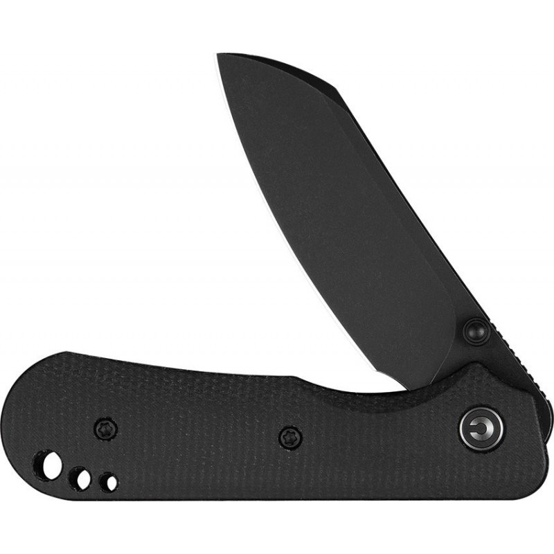 CIVIVI Knives Crabby Folding Knife - 2.7" 14C28N Black Stonewashed Sheepsfoot Blade Black Canvas Micarta Handle