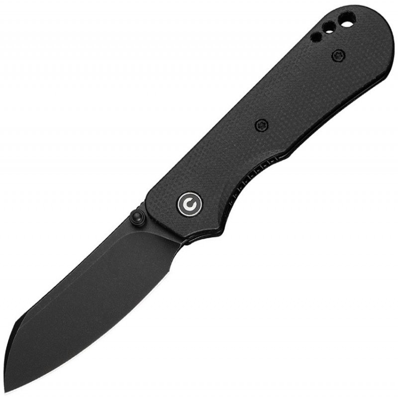 CIVIVI Knives Crabby Folding Knife - 2.7" 14C28N Black Stonewashed Sheepsfoot Blade Black Canvas Micarta Handle